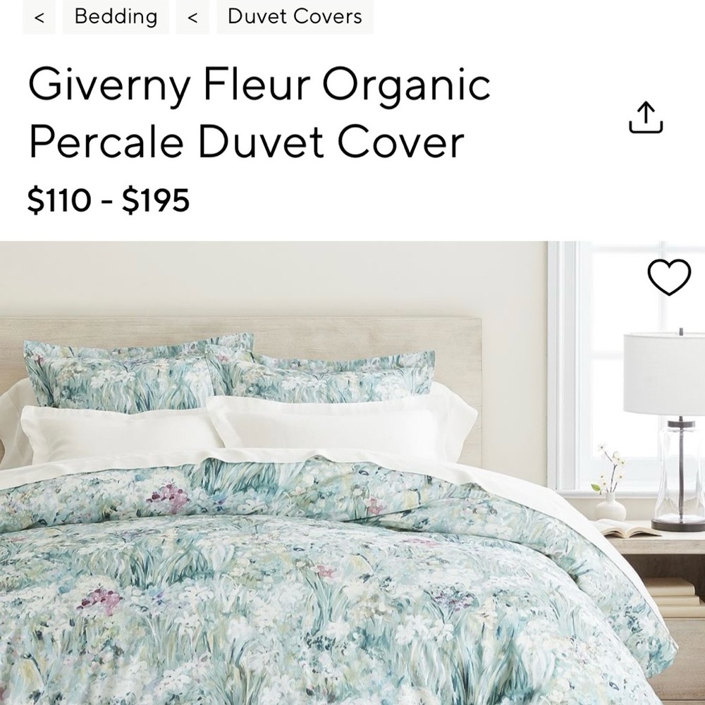 Pottery Barn Giverny Fleur Duvet Cover and Standard Shams in Sage and Pink - Picture 3 of 7